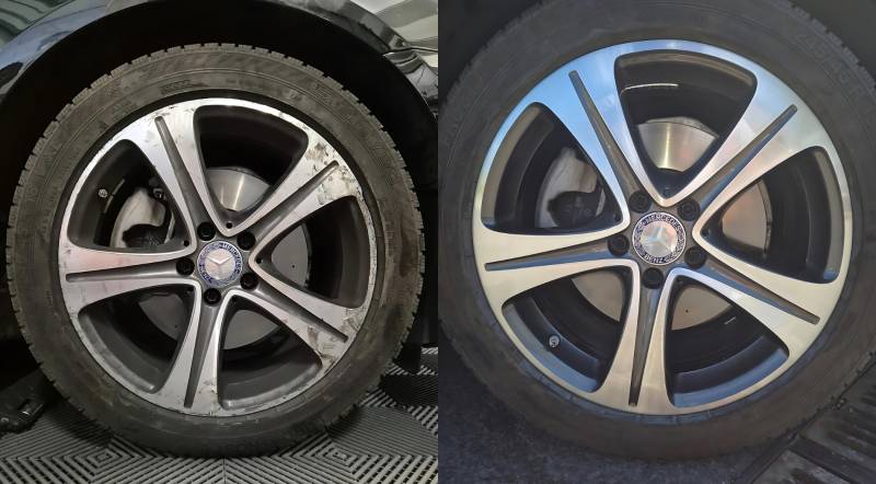 Réparation d’une jante alu sur Mercedes classe A d’un client sur marseille 13