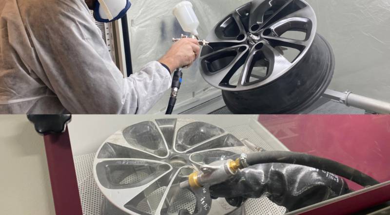 Sablage et mise en peinture jante