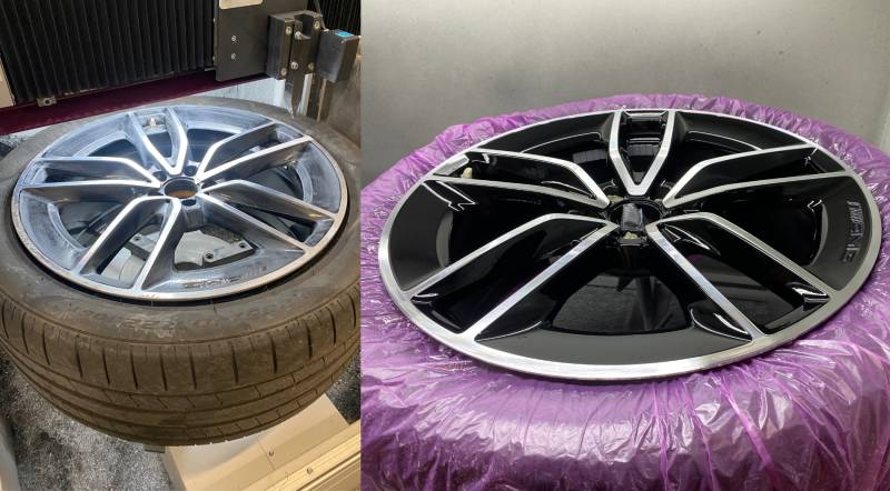 Rénovation de jante alu sous Usinage diamantée et finition peinture 