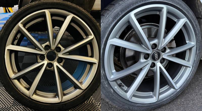 Jante Audi A4 break avant et  après réparation à Aubagne