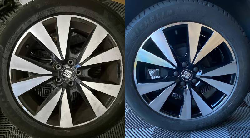 Jante alu bi ton poli diamantée après réparation